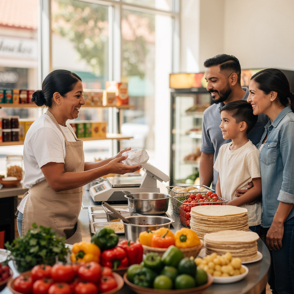 MI FIESTA MARKET 4 team members engaging with customers in our authentic Santa Barbara Mexican market and deli